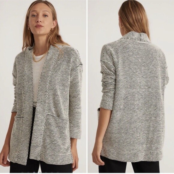 Marine Layer Birdseye oversized black & white textured cardigan XS - Picture 1 of 12